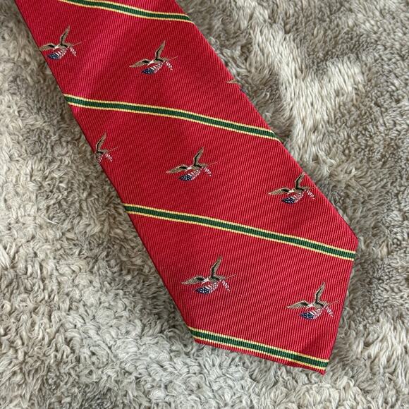 American Living Other - NEW American Living Red Diagonal Stripe Eagle With Flag Silk Patriotic Neck Tie